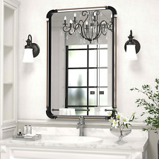 Rectangle Industrial Metal Farmhouse Wall Mirror Two-Tone Double Frame Entryway