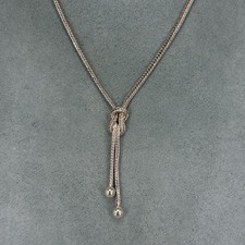 925 sterling silver necklace fox tail knot tassel chain classic Italy 18''