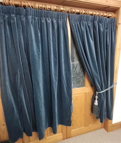 Vintage velvet curtains blue - vintage,
