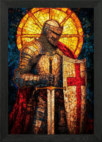 Stained glass knight - glass,