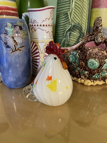 Glass chicken ornament - chicken,