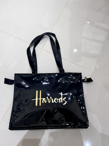 Black harrods patent - harrods, tote