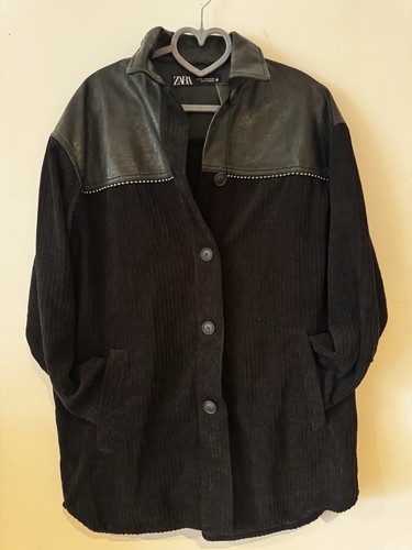 Zara black cord faux leather - &,