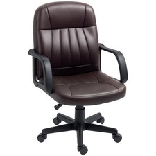 HOMCOM PU Leather Office Chair Swivel Home Computer Desk Chair, Dark Brown
