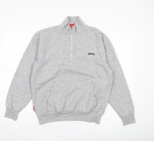 Slazenger Mens Grey Medium 1/4 Zip Pullover Sweatshirt Mock Neck