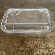 Vintage glass butter dish - glass,