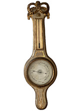ANTIQUE FRENCH BAROMETER LOUIS XVI STYLE BANJO-SHAPED RIBBON BOW MÂCON 1850-1880