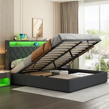 LED OTTOMAN BED FRAME FABRIC