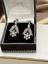 Vintage Antique Art Deco Jewellery Marcasite Flower Earring Screw Back Drop ?