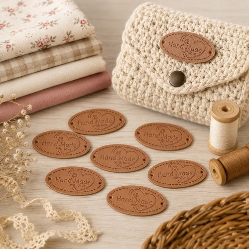 Sew labels faux leather - faux,