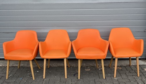 Orange leather lounge - leather, chairs