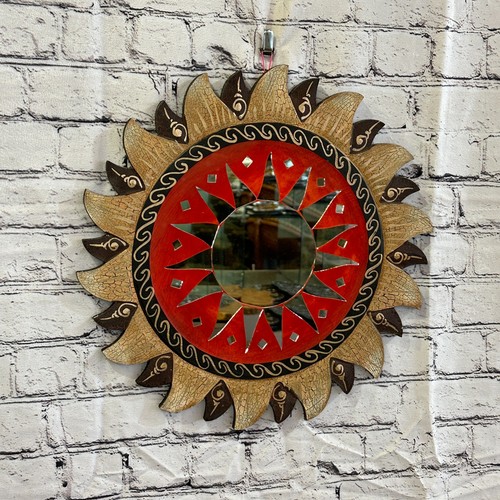 Red gold sun mosaic - tile, wall