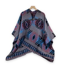 TopShop Women's OSFM Wool Blend Poncho Overcoat Aztec / Geometric /Western