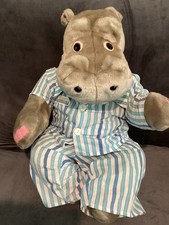 Vintage Silentnight Hippo Striped Pyjamas Large Soft Toy approx 25” Tebro - 1987