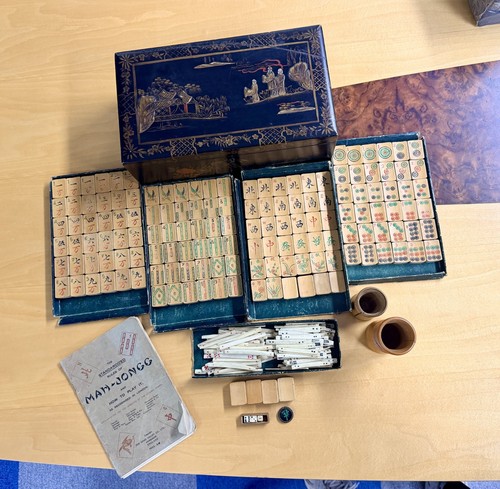 Vintage bamboo mahjong mah - vintage,
