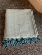 Teal Green Herringbone Wool Throw.