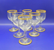 6 x Daum Nancy Glasses Gilt Tooth-combe to rim/foot ribbing to bowl c1900 11cm..