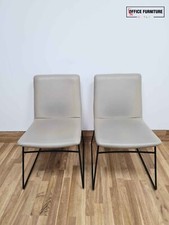 *FREE DELIVERY* Pair Of Cream Faux Leather Visitor Chairs Business Furniture