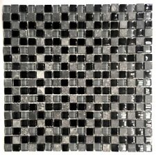 La Jacond 5/8" x 5/8" Slate and Glass Blend Mosaic Wall Tile Backsplash