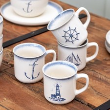 Set of 4 Nautical Mugs 300ml