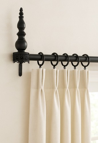 Black decorative curtain rod - black,