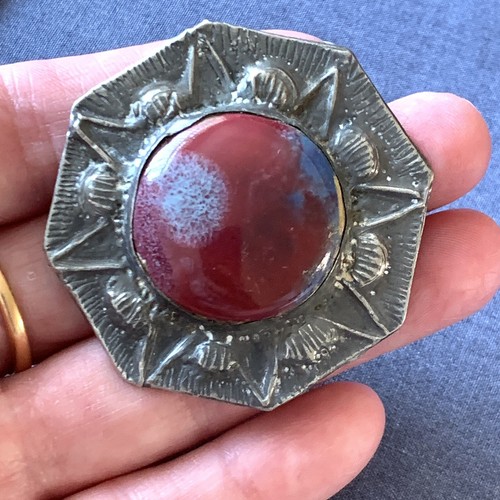 Vintage brooch pewter - vintage, ceramic