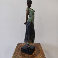 Vintage Art Deco style cold painted bronze cast figure of a lady standing