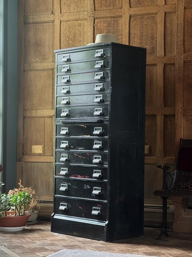 Large antique printers cabinet - large,