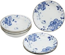 Hello Kitty Rose 6 Set Bowl Dish Ware Plate Plates Tableware F/S w/Tracking# NEW