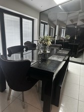 Pool Dinning Table with 4 Chairs and A Storage Bench Solid Wood