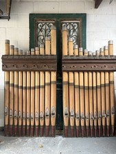 Pair of 19thC Church Organ Architectural Panels, Hand Made Simulated Pipes 187cm