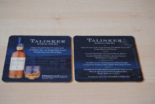 Talisker pub beer mats - beer,
