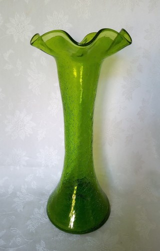 Crackle glass vase green - crackle,