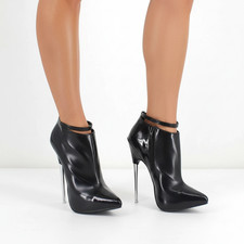 Extreme 18cm Metal Heel Pointed Toe Stiletto Pump Booties - Nightclub party shoe
