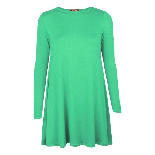 Women long sleeve swing dress - long,