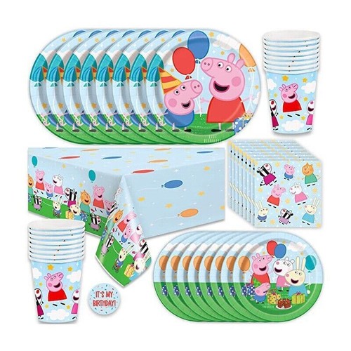 Blue peppa pig party - blue, decors
