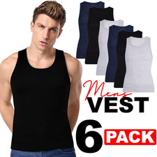 NEW MENS PLAIN VESTS 100%