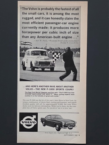 1960 print volvo - ad, p-1800