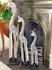 Wooden Zebra Statue Set Zebra Carving Ornament 60cm 80cm 100cm