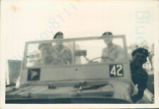 1950s British Army Soldiers Riding in jeep down road 4*2.75"