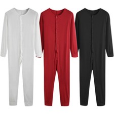 Leotard Bodysuit Stretch Nightwear Jumpsuit Playsuit Long Johns Men's V Neck Top