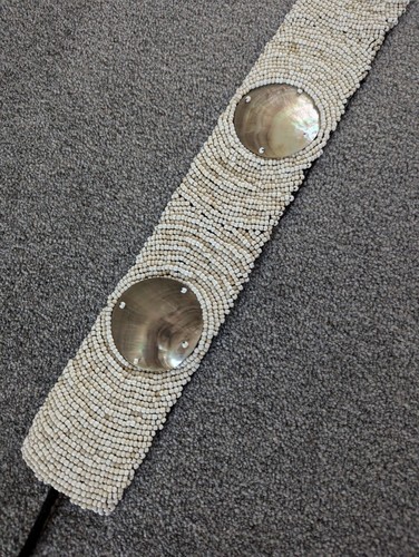 Beaded shell belt womens - shell, s-m