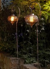 Smart Garden Solar Osman Flaming Lanterns Set of 2 Outdoor Decorative Lights New