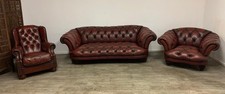 Tetrad oskar suite 2/3 seater club and wing chairs  in antique ox blood Red 