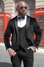 Mens Black Velvet Dinner Suit