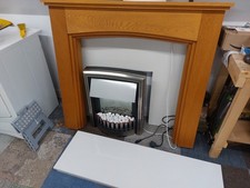 Electric Fire Effect Fan Heater With Granite Hearth, Backing And Mantelpiece