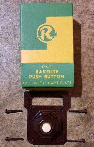 Vintage bakelite push - bakelite, button