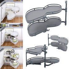 Corner 1000/900mm Kitchen Blind Storage Shelving Unit Cabinet Carousel Twin Tray