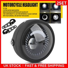 2x LED Motorcycle Headlight Hi/Lo Beam W/ Bracket 2250LM Motorbike Universal