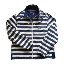 Vintage Deal Full Zip Breton Stripe Jacket Size Large Nautical Sailing Cornwall 